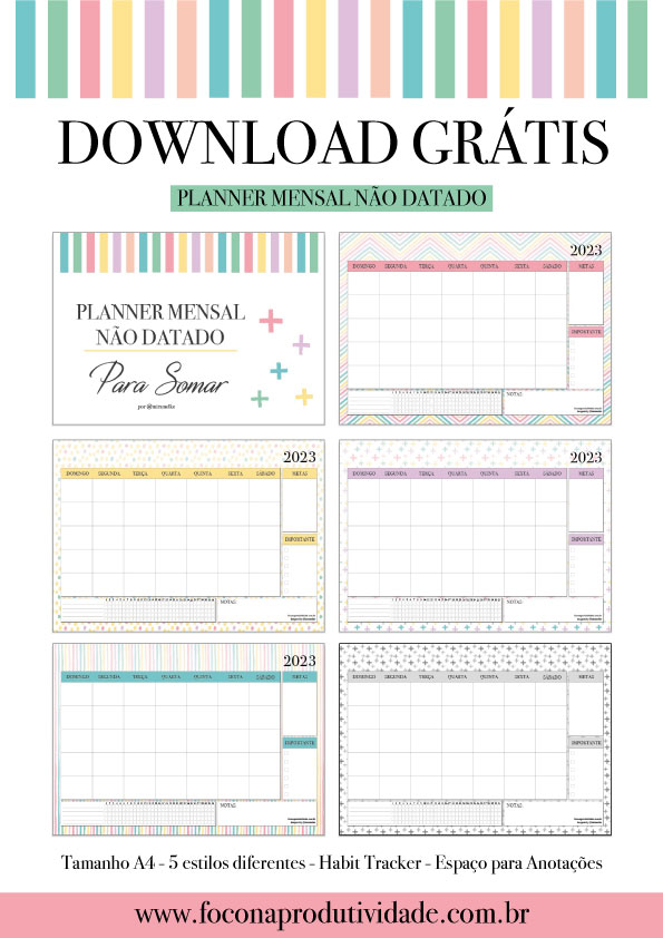 Calendario perpetuo planner mensual